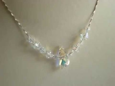 Swarovski clear crystalAB  wing bead necklace