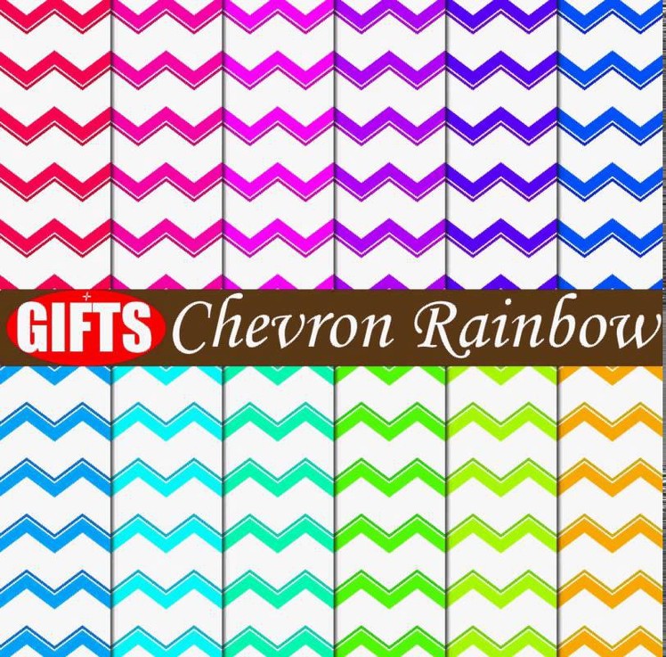 Chevron RAINBOW PARTY Rainbow digital paper scrapbook DIY