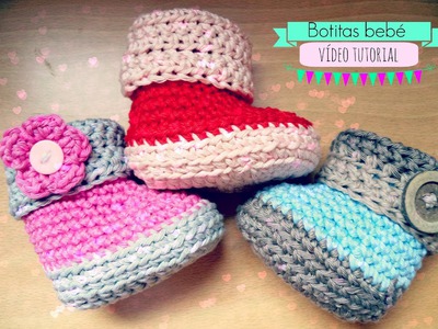 Como hacer unas botitas de bebé de ganchillo - Crochet baby Booties