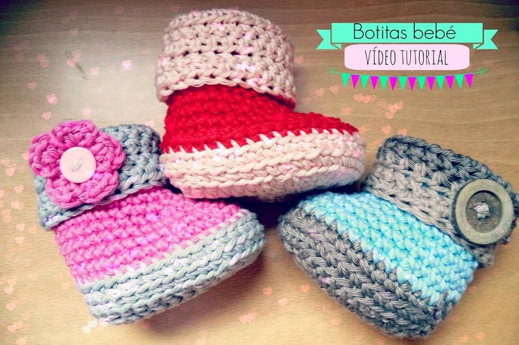 Como hacer unas botitas de bebé de ganchillo - Crochet baby Booties