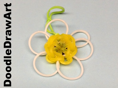 Craft:  Rainbow Loom Daisy Flower Charm Pattern - Step by Step tutorial