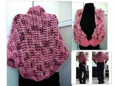 Crochet a pink  chunky shrug, how to crochet, shrug, shawl, accessories, women, teens