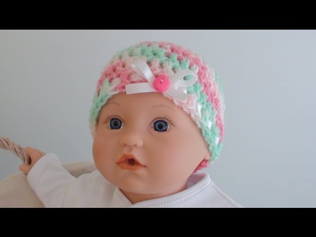 Crochet Baby Beanie - Newborn to 12 Months Old Sizes
