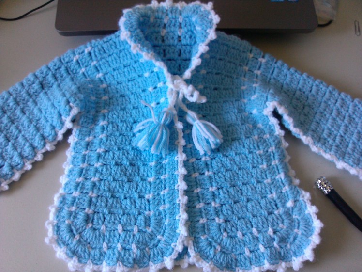 Crochet Baby Sweater with Unique Stitch. Video one