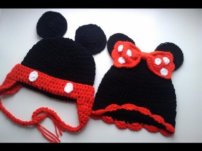 Crochet cap puff stitch minnie mouse mickey hat beanie flower |Fresh off tha hook