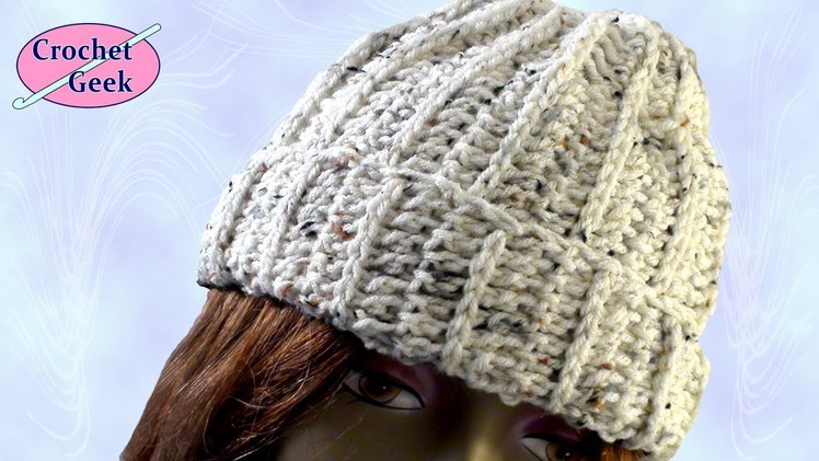 Crochet Geek - Ribbed Crochet Beanie Cap Stocking Hat March 13 Video