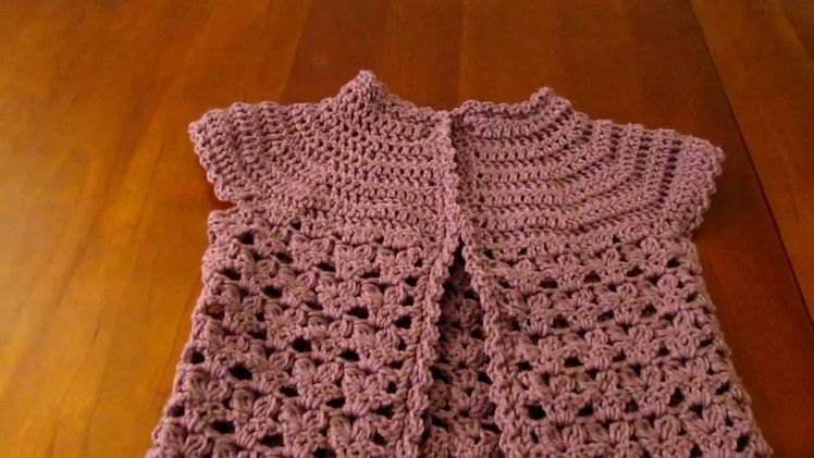 Crochet girls short sleeve cardigan coverup sweater