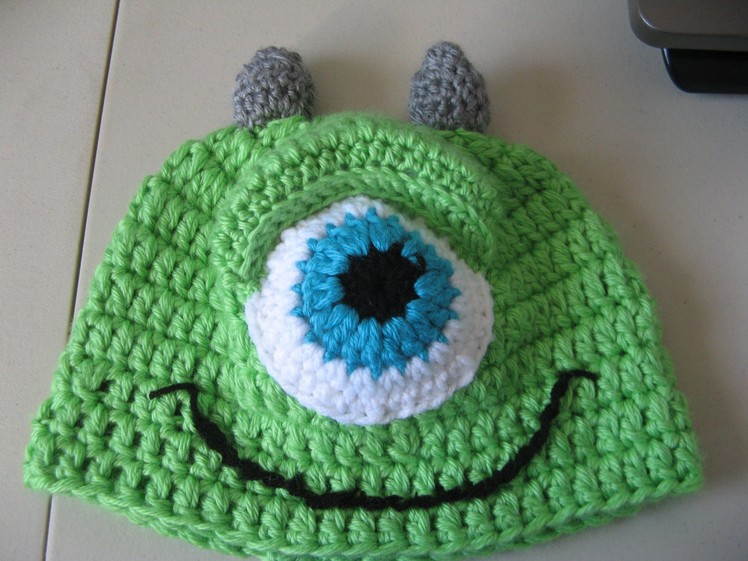 Crochet Green One Eye Monster Hat - Video One