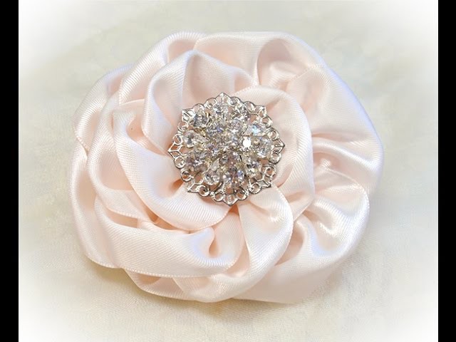 DIY Kanzashi Ribbon Flowers - HOW TO MAKE tutorial - NO SEW - Prom Corsage  / Boutonniere / Hair clip - Wedding bouquet or bracelet idea