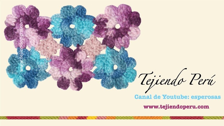 Flores a crochet: uniendo pastillas (en cuadrado o rectangulo)