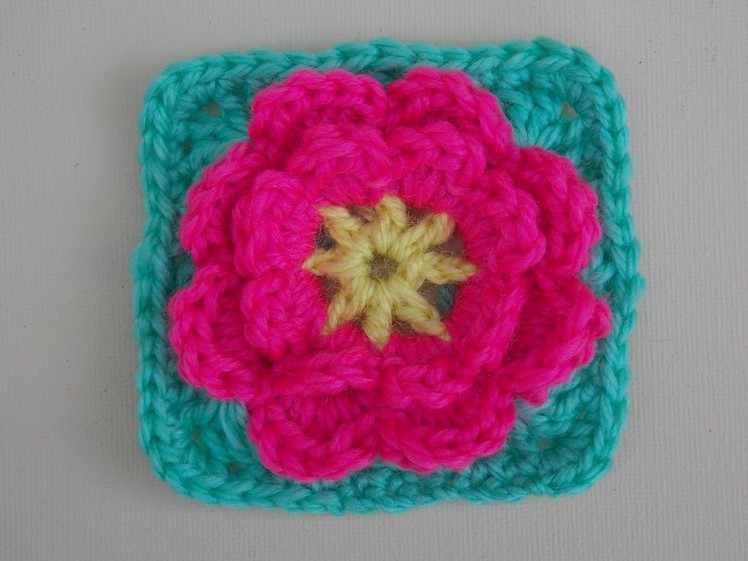 Flower Granny Square Crochet Tutorial - Flower can be made seperately