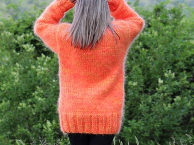 Hand Knit Mohair Sweater  Fuzzy Turtleneck Jumper by Extravagantza