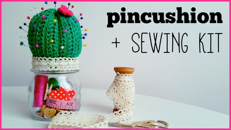 How to crochet a Cactus Pincushion and Sewing Kit step by step