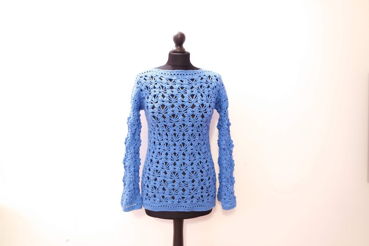 How to crochet pullover, sweater, free pattern tutorial for beginners
