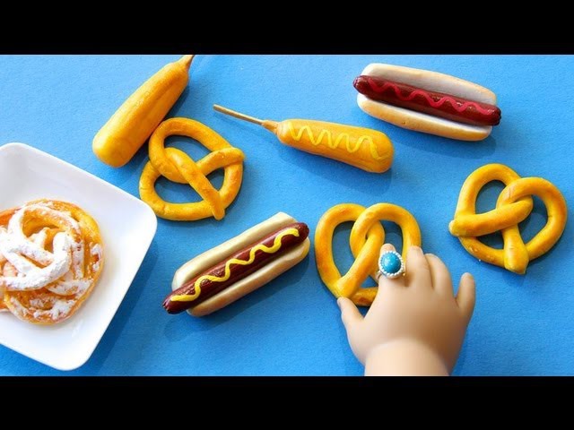 How to Make Doll Carnival Food : Hot Dogs, Funnel Cake, Corn Dogs and Pretzels
