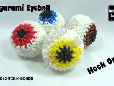 Rainbow Loom (Halloween) Amigurumi Crochet 3D Eyeball Charm  - Loom-less.Hook only