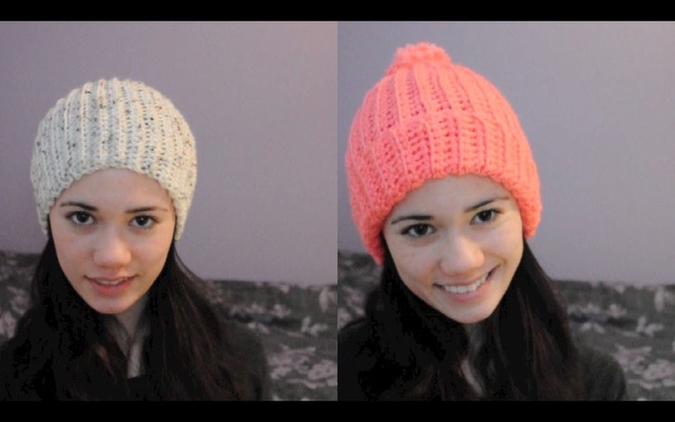 Super Easy Ribbed Crocheted Hat.Beanie