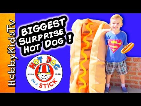 Worlds BIGGEST HOT DOG! Real Puppies + Toy Surprises Race Picnic Craft Day, Piggy Bank HobbyKidsTV