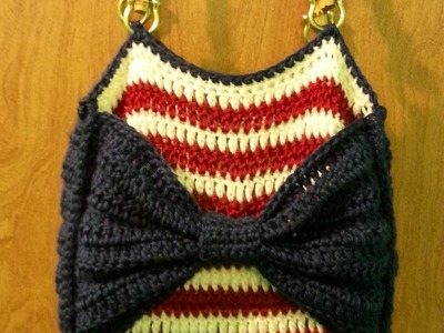 #Crochet American Flag Themed Handbag Purse #TUTORIAL DIY Crochet purse