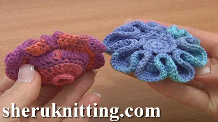 Crochet Stuffed Flower Button Tutorial 5 Part 2 of 2 Crochet Decrease Stitches