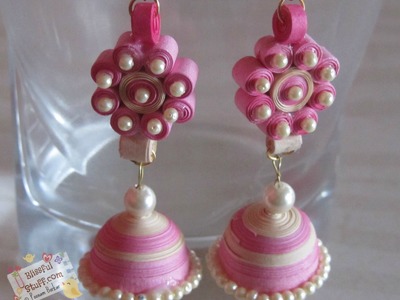 DIY- How to make Paper Quilled Jhumka, paper quilling earring tutorial