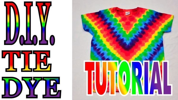DIY How to Tie Dye Rainbow Diagonal Fan Fold Shirt [Short Tutorial]