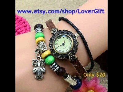 Etro leather wrist watch with rivet bracelet,leather watch and also antique watch