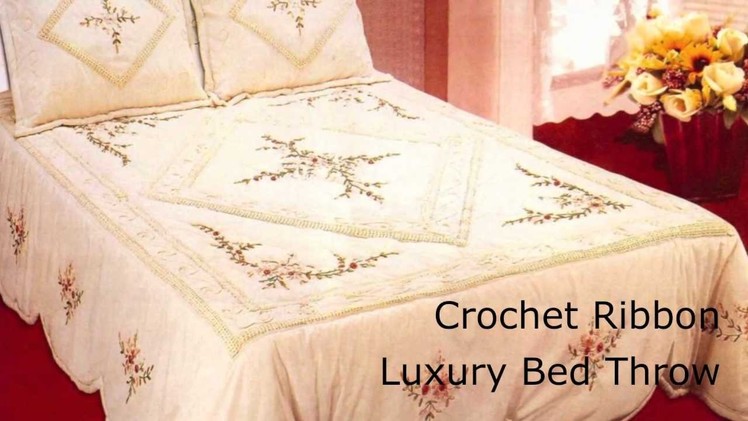 Luxury Crochet Ribbon Bed Throw