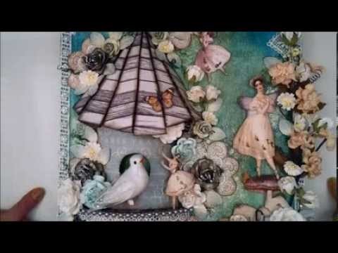 Tutorial, showing how to create an altered canvas with bird house- Wild Orchid Crafts DT project