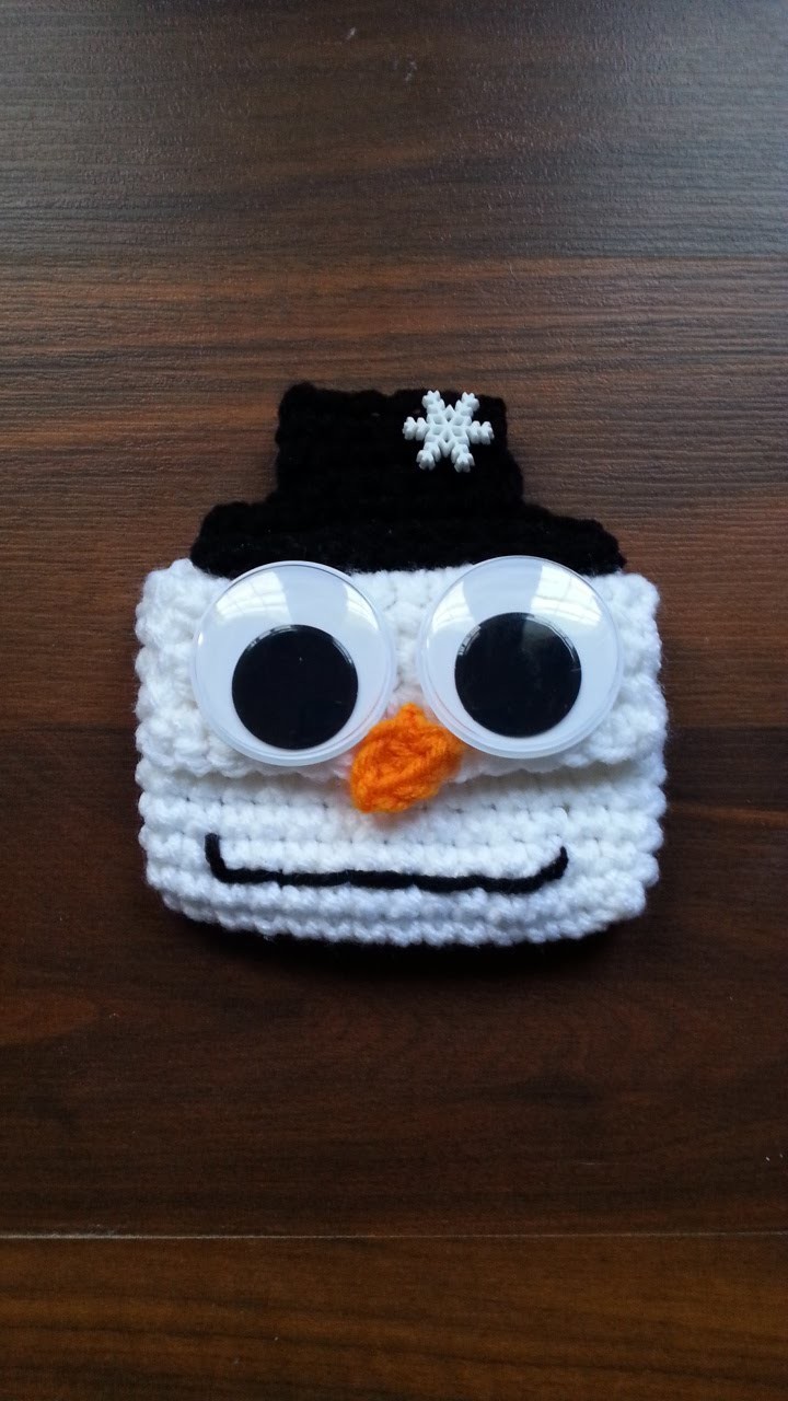 #Crochet Easy Big Googly Eyed Snowman Giftcard Holder for Christmas #TUTORIAL