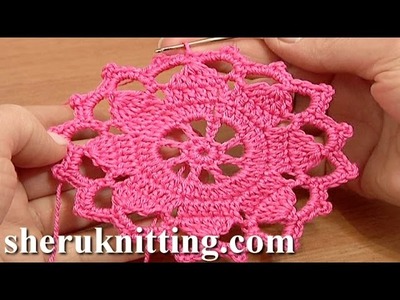 Crochet Wide Lace Tape Tutorial 7 Part 1 of 2 Crochet Round Motif