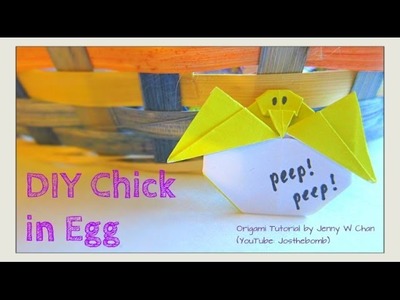 Easter Crafts - DIY Origami Chick. Chicken in Egg - Easy Paper Crafts - Kids