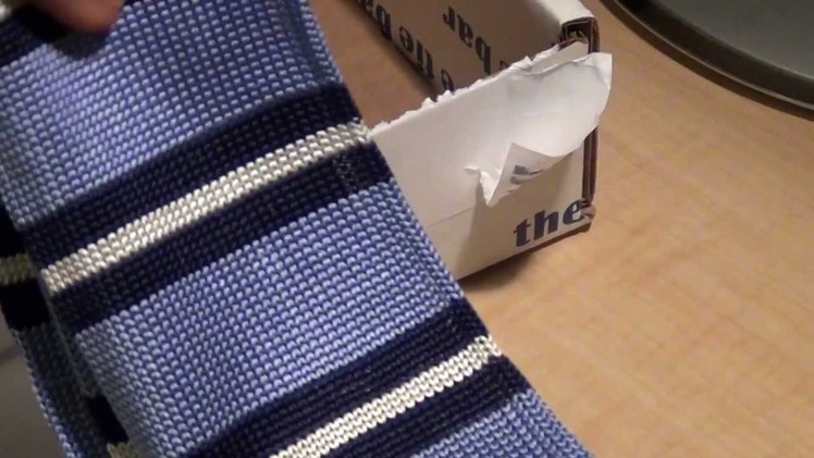 Gentleman's Corner - Silk Knit Light Blue and Navy Striped tie unboxing