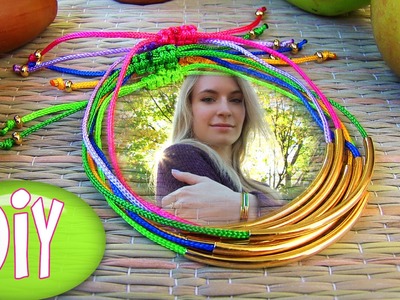 Bracelets: DIY Tube Bracelet! Bracelet Making Tutorial Out of String & Tube charm