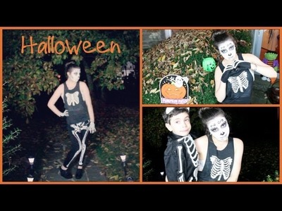 DIY Skeleton Halloween Tutorial! (Sugar Skull Makeup, Hair, & Costume)