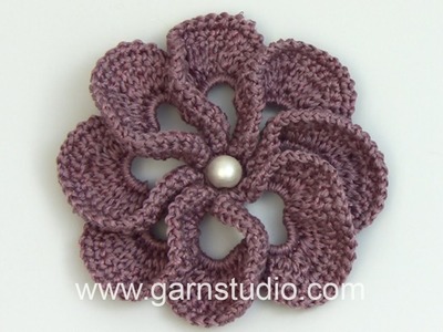 DROPS Crocheting Tutorial: How to work a beautiful flower with 3D effect