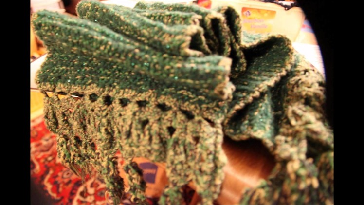 How to - crochet and knit a greenish scarf - tutorial