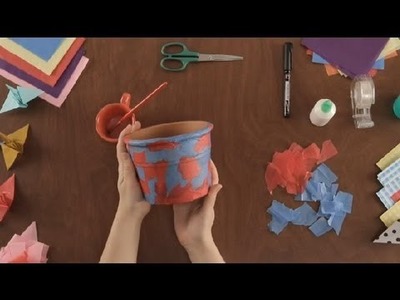 How to Decorate a Pot with Tissue Paper : Paper Art Projects