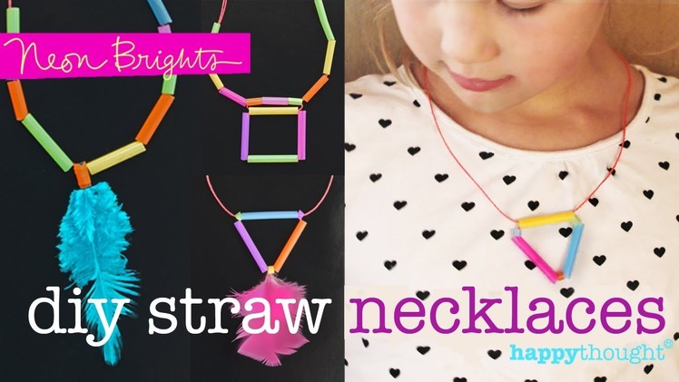 How to make 2 DIY necklaces using drinking straws: triangle and square designs