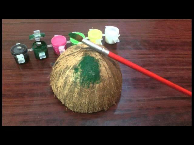 Kids craft -Water melon with coconut shell.