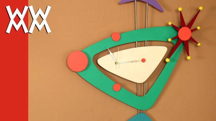 Make this Jetsons wall clock. Retro! Limited tools woodworking project. Free plans.