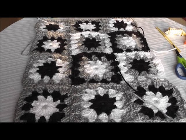 Patchwork crochet pillow multicolor pattern, crochet squares Part 2 of 3