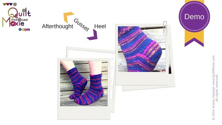 Afterthought Gusset Heel for knitted toe-up or cuff down socks Demo