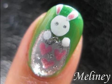 Easter Nail Art Tutorial - Easter Egg Bunny Animal Design for short nails spring break How to DIY
