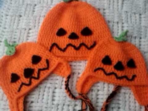 Halloween pumpkin crochet ear flap hats