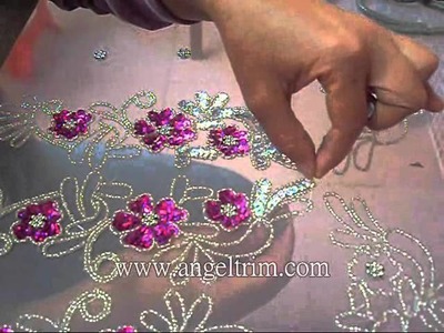 How to make sequins beaded  flower applique motif Handmade craft