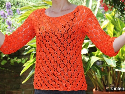 Knitting autumn leaves pattern blouse. Part 3 of 3