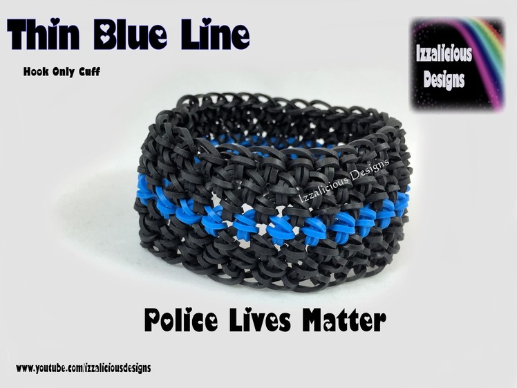Rainbow Loom - Thin Blue Line Bracelet - Crochet Hook Only - Support Our LEO's