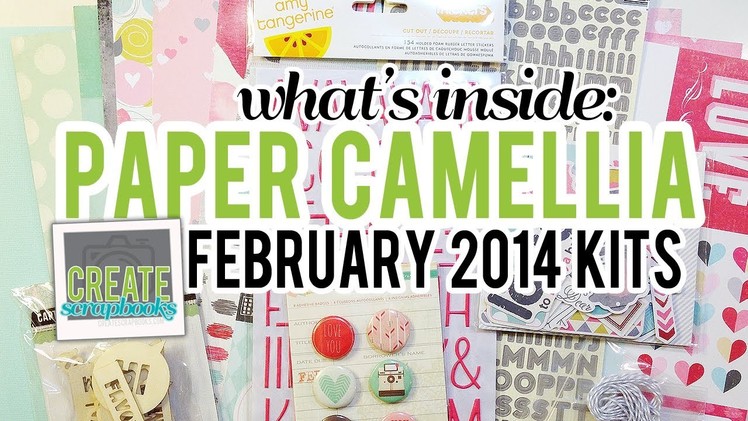 What's Inside: Paper Camellia February 2014 Scrapbook Kit & Add-On Kit (Crate Paper, Fancy Pants +)