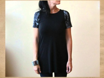 Women's Black Tunic Top with Painted Detail